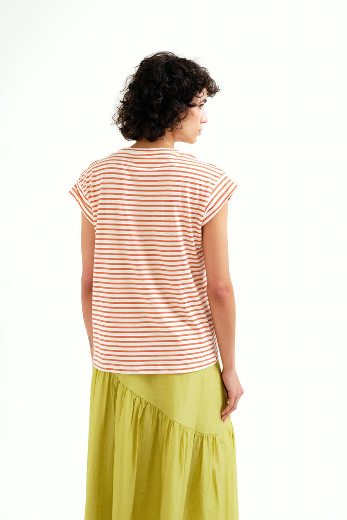 T-shirt a righe con ricamo