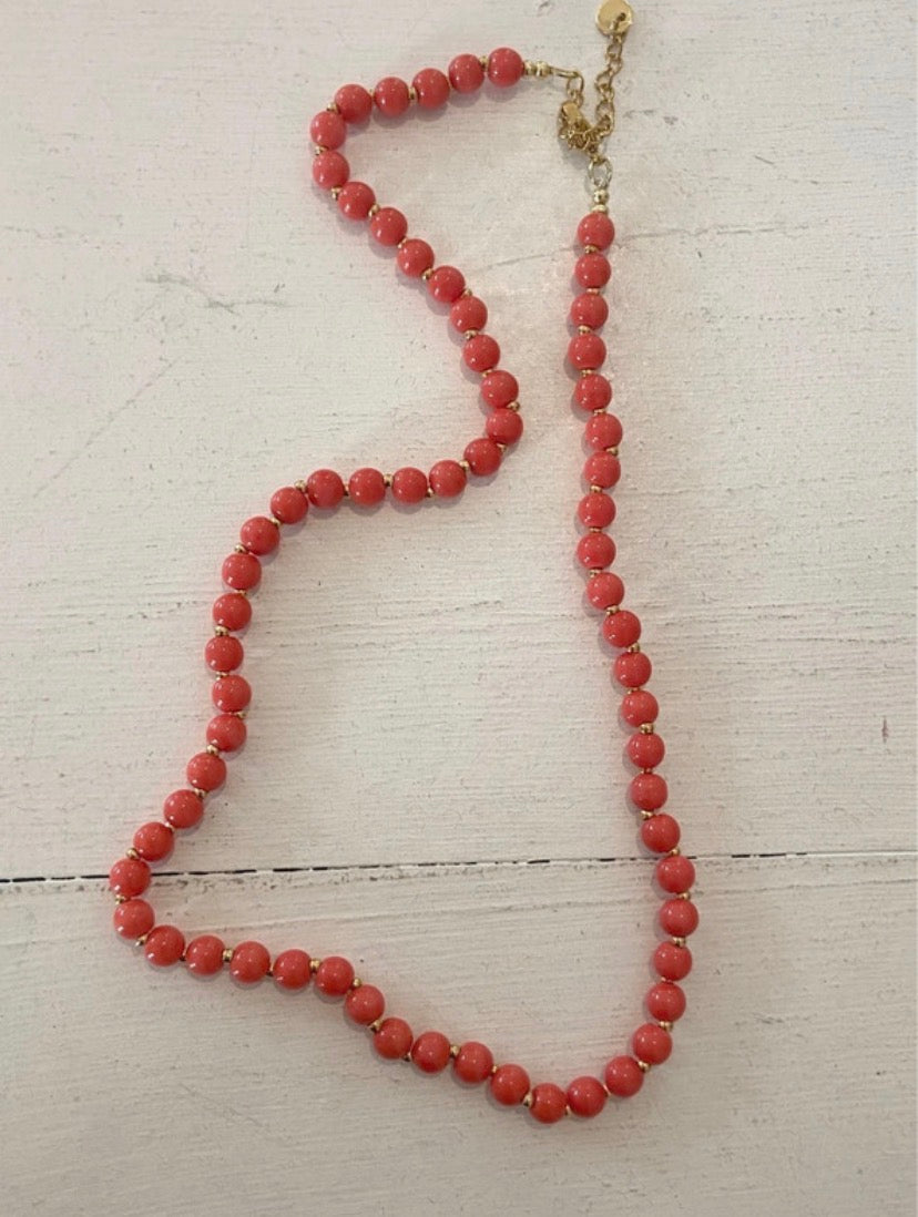 Collana perle color corallo