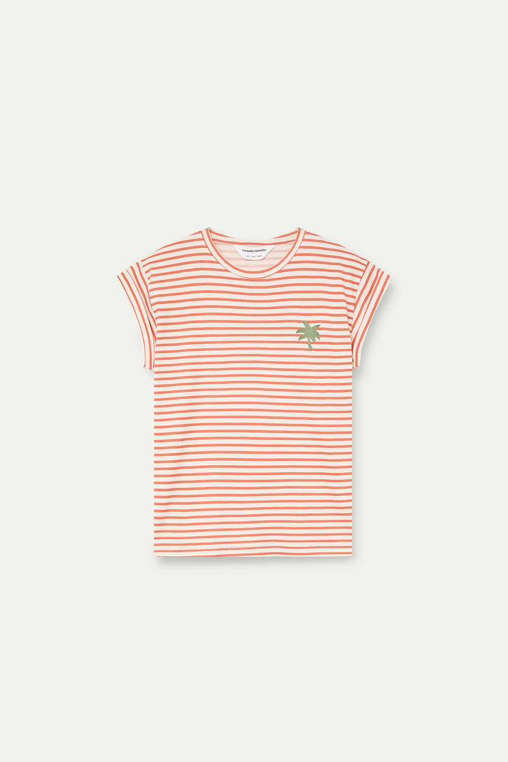 T-shirt a righe con ricamo